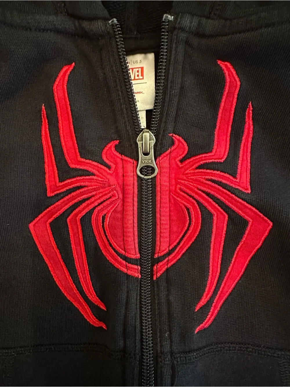 EUC Hanna Andersson Marvel Miles Morales French Terry Hoodie Size 5T.